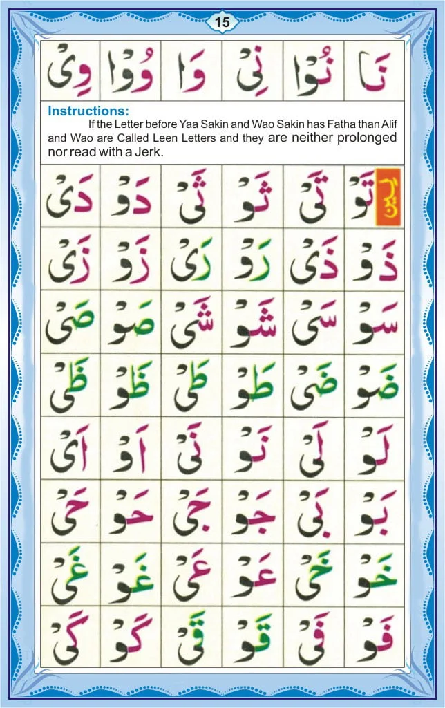 Learn Noorani Qaida To Improve Your Quran Reading 17 Noorani Qaida Page 15 – Lesson 8