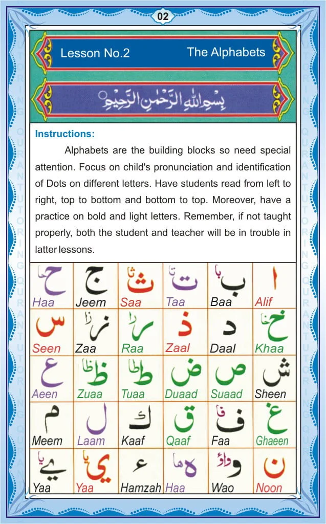 Learn Noorani Qaida To Improve Your Quran Reading 4 Noorani Qaida Page 2 – Lesson 1