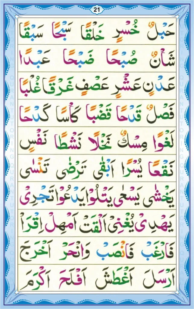 Learn Noorani Qaida To Improve Your Quran Reading 23 Noorani Qaida Page 21 – Lesson 11