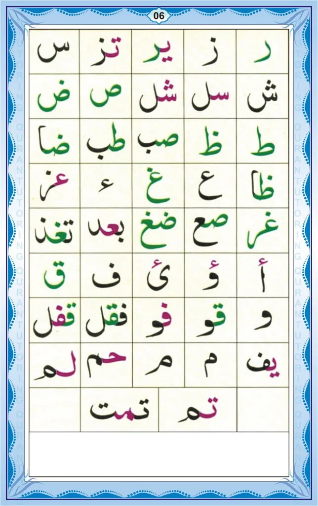 Learn Noorani Qaida To Improve Your Quran Reading 8 Noorani Qaida Page 6 – Lesson 2